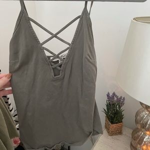 Olive criss cross tank top